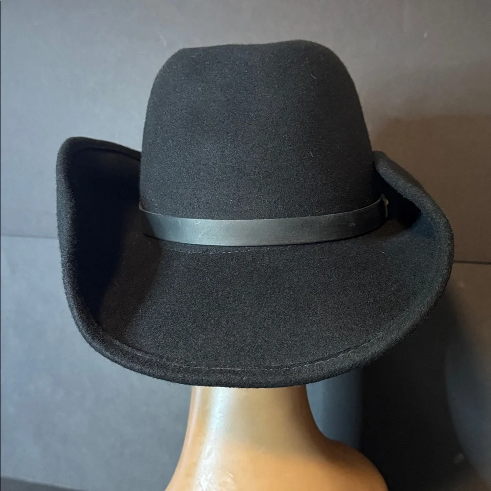 Vintage Black Wool Scala Western Hat